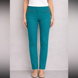Attyre Turquoise Straight Leg Pants with Zippered Pockets